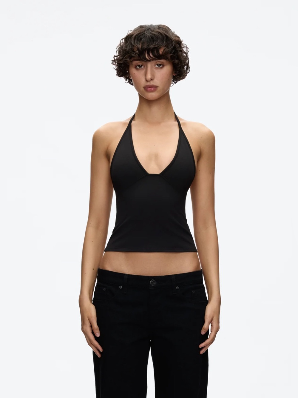 Tankair Dip Halter Top Black Size Small
